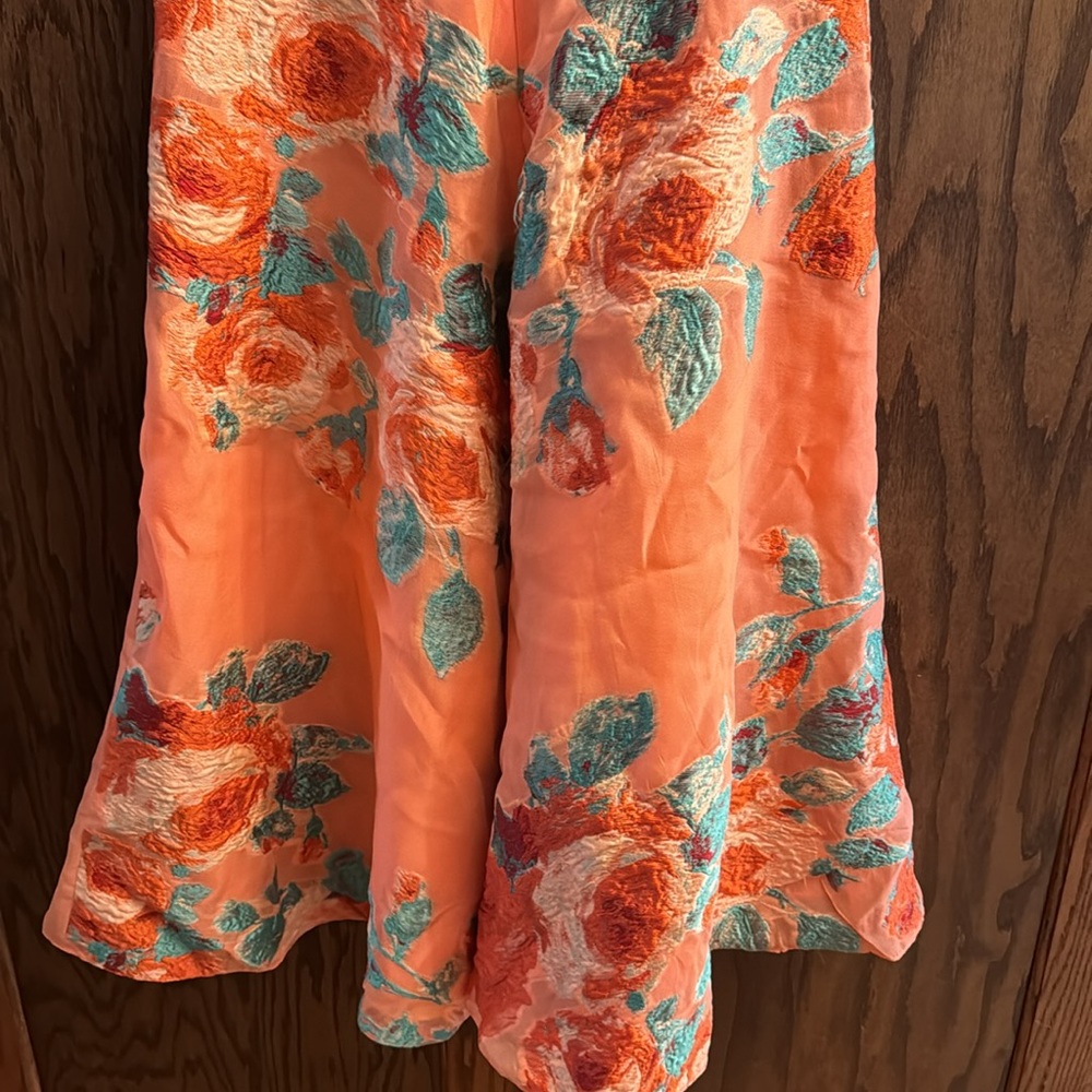 Lela Rose Coral Floral Off-Shoulder Midi Dress - Picture 5 of 11